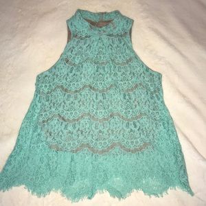 Turquoise Lace Top